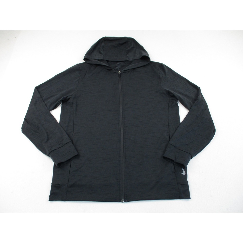 Nike Yoga Hoodie Mens S Gray Yoga Dri-FIT Full Zip Lightweight Stretch Athletic